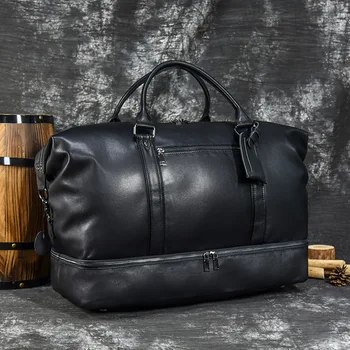 Новая мужская дорожная сумка из натуральной кожи, сумка большой емкости, сумка из воловьей кожи верхнего слоя, сумка на одно плечо, многофункциональная сумка для багажа