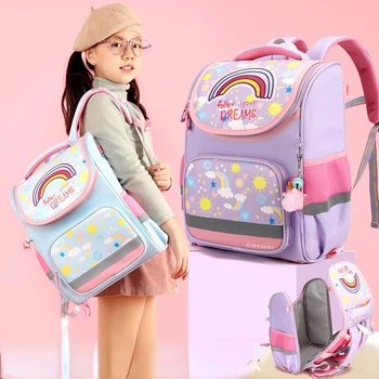 Детские студенческие рюкзаки Kawaii большой емкости, нейлоновые водонепроницаемые сумки для начальной школы, детские сумки для книг через плечо