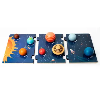 Деревянные космические головоломки, обучающие планеты, Сенсорные игрушки для малышей, Космические планеты, игрушки-пазлы для обучения, подарки для детей