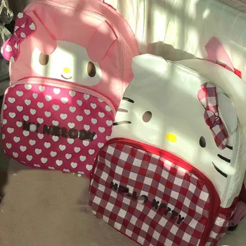 Sanrio Hello Kitty Милый Мультяшный Клетчатый рюкзак Y2k, женский модный школьный рюкзак Kawaii большой емкости, повседневные сумки через плечо, My Melody