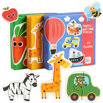Деревянные пазлы Монтессори для малышей, игрушки Монтессори для малышей, детские 3D-пазлы, обучающие игрушки для фруктов, овощей и животных