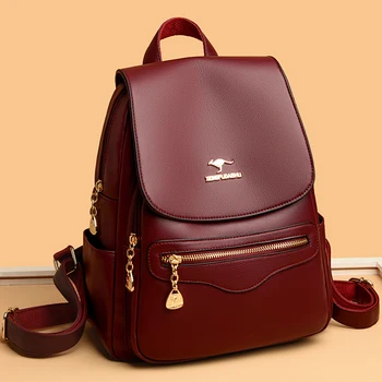 Женские винтажные школьные сумки из мягкой кожи большой емкости, Роскошный Дизайнерский рюкзак, сумка через плечо, Женский дорожный рюкзак Sac A Dos