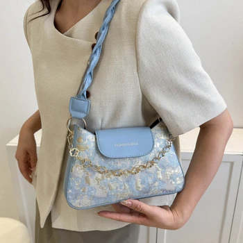 Модная женская маленькая квадратная сумка через плечо с цепочкой в стиле ретро, женские сумки-цепочки с цветами, женские сумки-портмоне Sweet Girls
