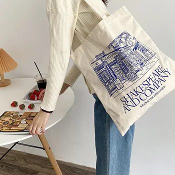 Женская холщовая сумка через плечо с принтом Шекспира, женские сумки для покупок, Хлопчатобумажная ткань, Тканевые продуктовые сумки, сумка для книг для девочек