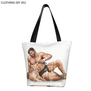 Сексуальный Мужчина, парень, гей, Художественная сумка для покупок, соблазнительный Мускулистый Мужчина, холщовые сумки для покупателей, сумки через плечо, сумки большой емкости