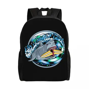 Рюкзак для ноутбука Angry Shark Surfing Для мужчин и женщин, повседневная сумка для книг для школы, сумки студентов колледжа