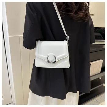 Сумка на молнии в стиле ретро, однотонная квадратная сумка из искусственной кожи, сумка через плечо, женская сумка через плечо
