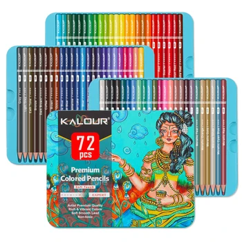 Набор цветных карандашей KALOUR 72шт премиум-класса, мягкий грифель, карандаш ярких цветов для рисования, раскрашивания слоев и зарисовок