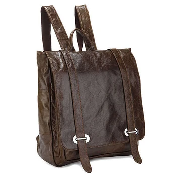 Новый модный рюкзак из натуральной кожи с масляным воском для мужчин, женский рюкзак для путешествий, мужская кожаная школьная сумка для подростков коричневого цвета