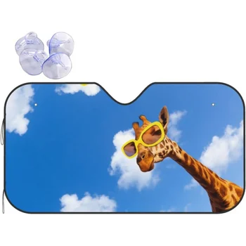 Забавный жираф На лобовом стекле автомобиля Забавный Солнцезащитный козырек Складной Солнцезащитный козырек UV Ray 2 Для защиты вашего автомобиля от солнца Маленький