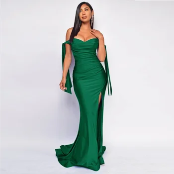 Simin, Атласное платье русалки с открытыми плечами и рюшами, вечернее платье для выпускного вечера длиной до пола, Элегантные вечерние платья для женщин 2023