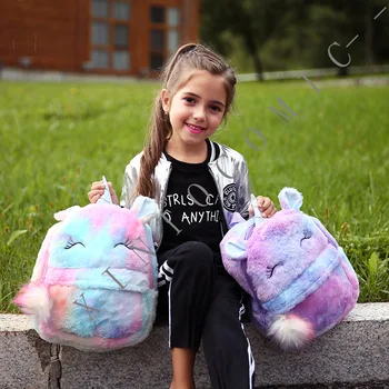 2023 Плюшевый рюкзак с единорогом, Милый школьный рюкзак из мультфильма для детей, Детский сад, Маленькая принцесса, Рюкзак для путешествий и отдыха