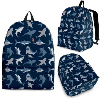 YIKELUO Классная Мультяшная Акула Синий Подростковый игровой рюкзак для ноутбука на молнии, прочная сумка для студенческих учебников с животным принтом, повседневная сумка