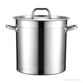 Индукционная плита для приготовления супа из нержавеющей стали, увеличивающая толщину и углубление, большая емкость коммерческой кастрюли для супа с крышкой