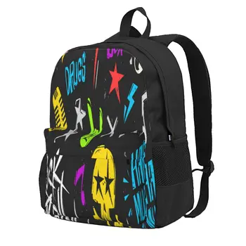 Молодежная школьная сумка для студентов с музыкальным принтом, мужской и женский рюкзак для отдыха и путешествий, уличная сумка для компьютера