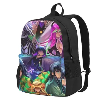 Рюкзак с принтом Demon Slayer, Забавные Аниме, мужские походные рюкзаки из полиэстера, Дышащие Повседневные школьные сумки, рюкзак