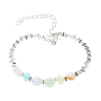 Разноцветное ожерелье из битого серебра с натуральным камнем, бусы, браслеты, украшения на запястье из бисера, подходящие для вечеринок 57BD
