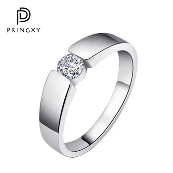 Мужское кольцо PRINGXY из 100% стерлингового серебра 925 пробы с бриллиантом 1 карат, модные классические свадебные украшения для пары, кольцо на годовщину, подарок