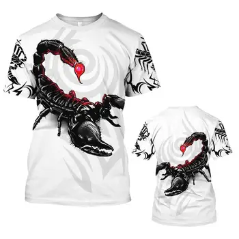 Мужская футболка с животными, Летние забавные футболки с 3D принтом Скорпиона, модные повседневные топы, футболки, мужская одежда оверсайз