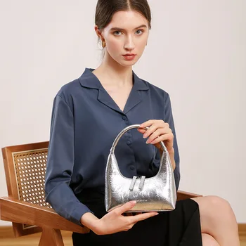 GU-BB15 Серебряная сумка подмышками Высококачественная женская сумка из воловьей кожи, сумка из натуральной кожи, Бесплатная доставка