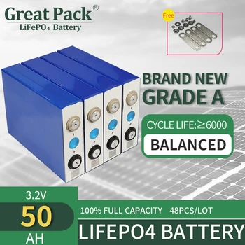 Банк солнечной энергии 16ШТ 3,2 В 50 Ач, Совершенно Новый Аккумулятор LiFePO4 класса А, 100% Полная емкость, литий-ионный аккумулятор глубокого цикла