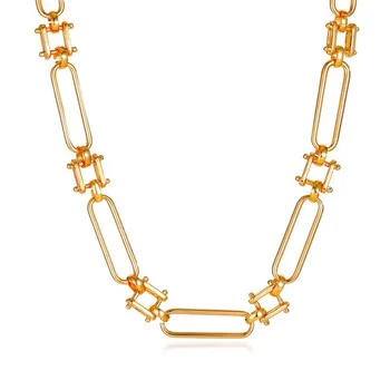 Роскошная подвеска в виде полого эллипса квадратной формы в стиле панк, золотая длинная цепочка, ювелирное ожерелье, предназначенное для женщин