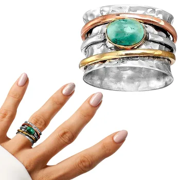 Ваша индивидуальность И кольца, мужские кольца в стиле ретро с бирюзовым покрытием, женские кольца в стиле ретро с бирюзовым покрытием