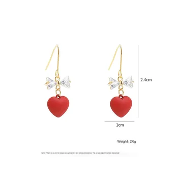 S925 Серебряная игла темперамент красные любовные серьги женское матовое персиковое сердце нишевый дизайн премиум-класса