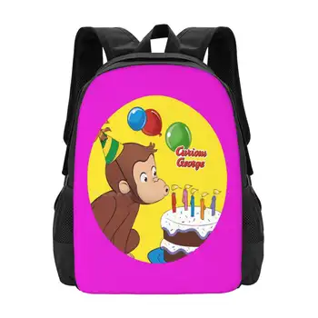 Любопытный Джордж Школьный рюкзак большой емкости Сумки для ноутбуков Любопытная обезьяна Джордж Любопытный Джордж Обезьяна Любопытный Джордж Мультфильм