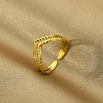 V-Образное кольцо из нержавеющей стали CHENGXUN Midi V-образное кольцо с регулируемым отверстием, кольцо с минимальным объемом, вечерние украшения для мужчин и женщин