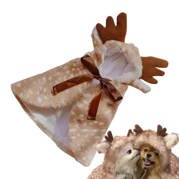 Рождественский плащ для домашних животных, Рождественский костюм Оленя для домашнего животного, Мягкая кошка, Рождественский Костюм Оленя, Аксессуары для косплея
