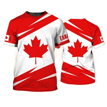 Модный выбор для детей, футболка с канадским флагом и эмблемой с 3D рисунком кленового листа, верхняя одежда