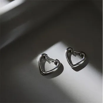 Серебряная игла 925 пробы, серьги-кольца с сердечками для женщин, девочек, модная вечеринка, свадьба, Y2K, ювелирные изделия eh900