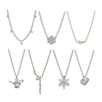 Снежинка, падающая звезда, ожерелье из стерлингового серебра 925 пробы, сверкающий ореол, гербарий, капля, изысканные подарочные украшения