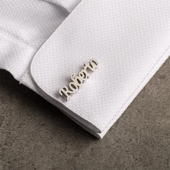 Запонки с пользовательским названием Мужские буквы из нержавеющей стали Пуговицы для рубашек Персонализация свадебных украшений Жениха Подарки для лучшего мужчины