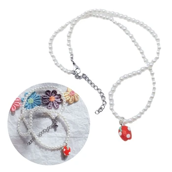 Элегантное ожерелье с искусственным жемчугом, клубничный кулон, Очаровательное колье, женская цепочка на шею, подарок на день рождения подруге невесты T8DE