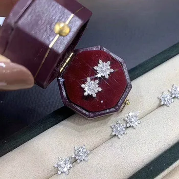 Роскошные серьги-гвоздики с кристаллами Snowflake CZ для женщин Романтическая Помолвка Свадебные Аксессуары Подарок на годовщину 2022 Ювелирные изделия