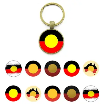 TAFREE Флаг австралийских Аборигенов, Национальная Эмблема, Стеклянные Брелоки, Круглые Модные Брелоки, Новая Сумочка-Брелок YFZ01