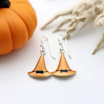 Серьги Halloween s925 silver cute funny witch hat