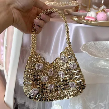 Роскошная дизайнерская сумка-бродяга, сияющие бриллиантами стразы, вечерний клатч, кошелек с металлическими блестками, Хрустальные кошельки, сумочка