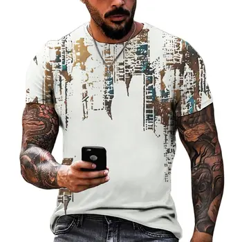 Мужская футболка с коротким рукавом, градиентный принт, круглый вырез, Повседневные уличные топы Оверсайз, мужские футболки, Одежда 2023