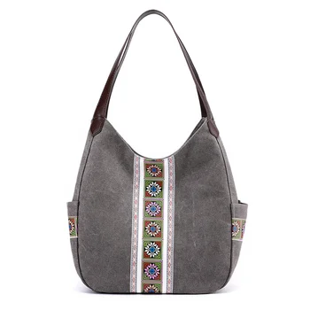 Женская сумка из холста с принтом на плечо, модная и простая, в этническом стиле, многослойная, для повседневных покупок