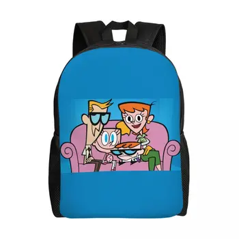 Индивидуальные аниме-рюкзаки Dexter Laboratory, мужская и женская повседневная сумка для книг, школьные сумки для колледжа