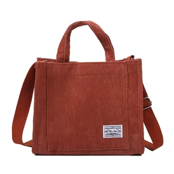 Женская вельветовая сумка на молнии, маленькая хлопковая холщовая сумочка, повседневная женская эко-сумка через плечо, винтажные сумки-мессенджеры