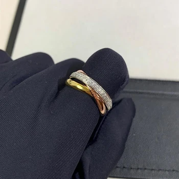 Популярные ювелирные изделия элитного бренда из стерлингового серебра 925 пробы с тремя кольцами, женское кольцо, кольцо для пары, подарок на помолвку