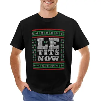 Футболка Le-Tits-Now-Ugly-Christmas-Let-It-Snow с графикой, летняя одежда с коротким рукавом, черные футболки для мужчин