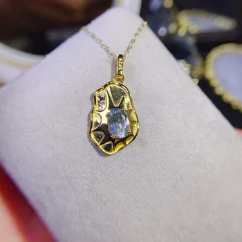 Ожерелье из стерлингового серебра 925 пробы с натуральным аквамарином, ювелирные изделия огненного цвета, сертифицированный бутик элитных женских украшений