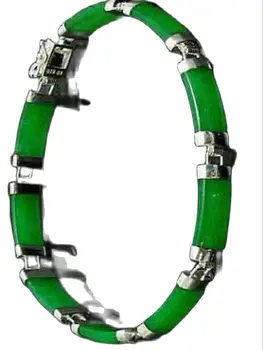 новинка в Пекине, Китай, Продается браслет из жадеита jade Pretty Natural Green, новый серебряный браслет Fortune Lucky Link jade