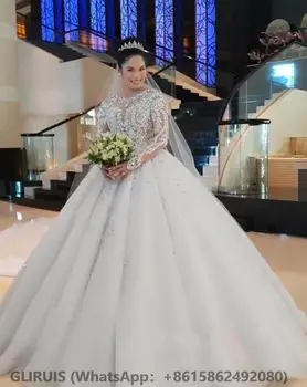 Свадебное платье принцессы с бисерными аппликациями, украшенное драгоценными камнями, бальные платья со шлейфом, выполненные на заказ, Vestidos Do