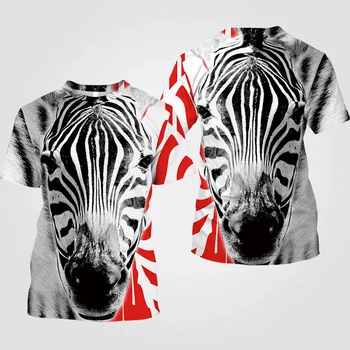 Мужская футболка Harajuku Zebra с 3D-принтом Льва, современный топ с круглым вырезом и тигровым принтом 2023, Летняя повседневная рубашка унисекс из полиэстера